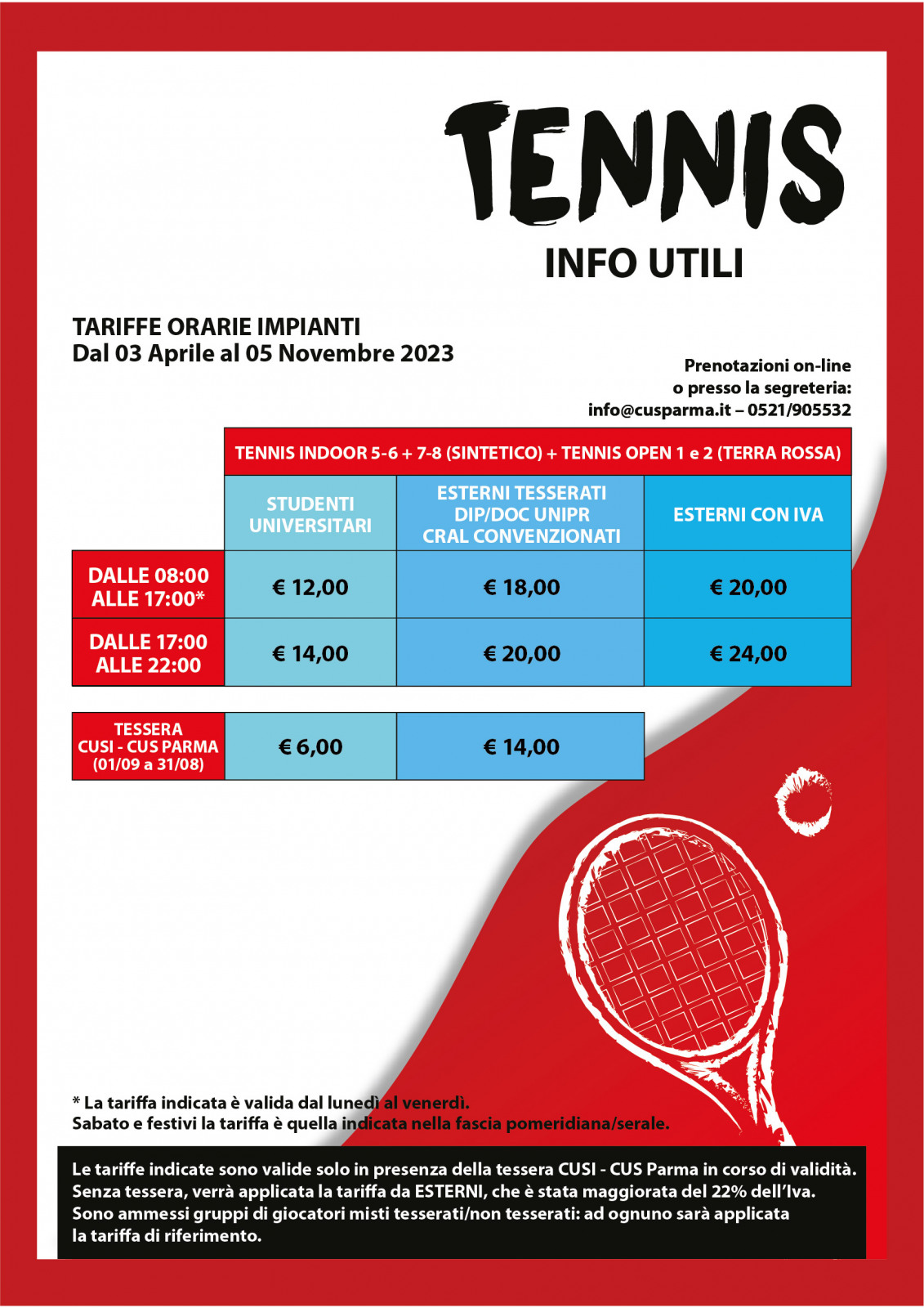 Tariffe Tennis